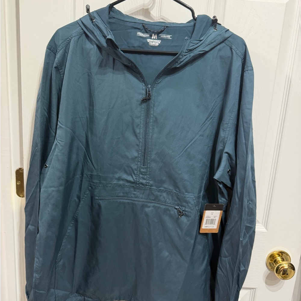 Teal Hooded Windbreaker Jacket